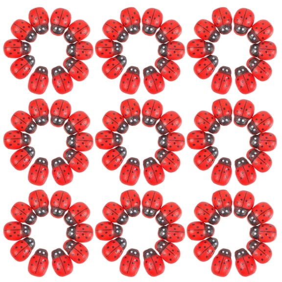 WRISTBIQUE 100PCS Red Ladybug Resin Garden Ornaments for Decorations and Outdoor Landscaping