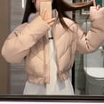 thumbnail image 5 of Viikei Womens Coats Winter Clearance,Ladies New Cotton Coat Short Style Stand Collar Down Cotton Coat Women Thick Cotton Coat Long Sleeve Cotton Coat Khaki L, 5 of 6