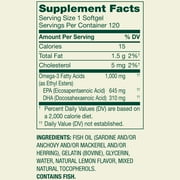 Spring Valley Proactive Support Omega-3 Fish Oil Dietary Supplement Softgels for Heart/General/Brain Health, 1000 mg, 120 Count
