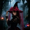 thumbnail image 6 of LIIPEE Halloween Gothic Bow Embellishment Witch Hat For Women Costume Accessories One Size, 6 of 8