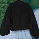 thumbnail image 1 of Woman Loose Hooded Sweatshirt, Stylish Drop Shoulder Sleeve Hem Drawstring Female Zip Up Hoodie Plain Color For Dating For School, 1 of 6