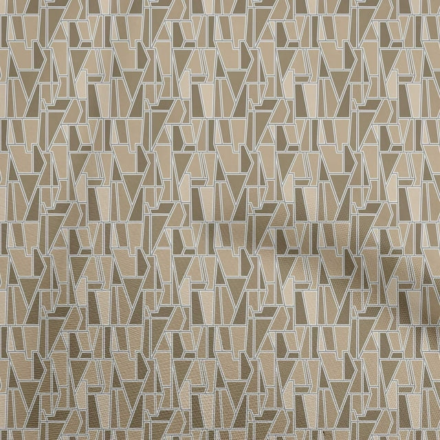oneOone Cotton Flex Light Brown Fabric Geometric Fabric For Sewing Printed Craft Fabric By The Yard 40 Inch Wide