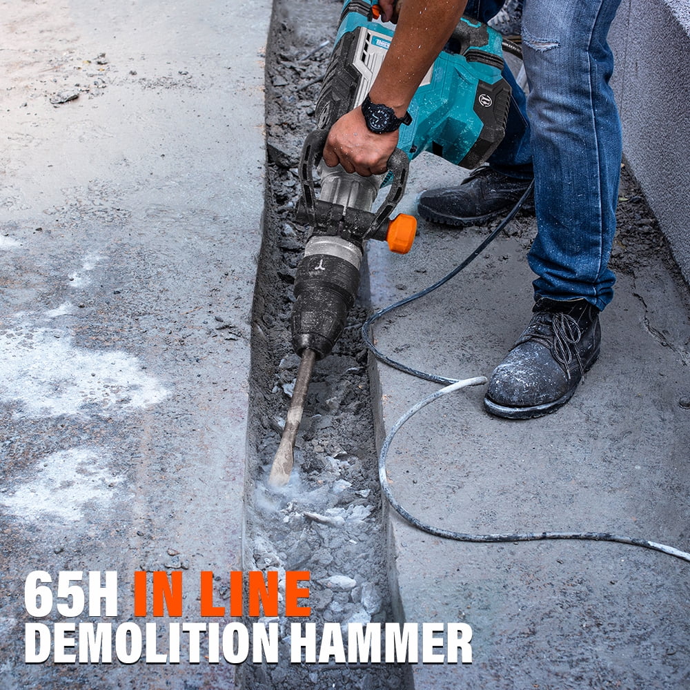 BERSERKER 1700W SDS-Max Demolition Jack Hammer, 14-Amp Electric Chipping Hammer with Case, Flat & Bull Point Chisels