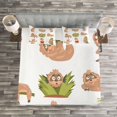thumbnail image 3 of Ambesonne Sloth Quilted Bedspread Set 3 Pcs, Different Posed Animals, Queen Size, Pale Brown Green, 3 of 3