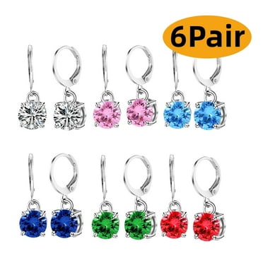 Earrings for Women Jewelry Earrings Dangle Earrings Clear Cubic Zirconia Earring Set for Birthday Christmas Anniversary Gifts 6 Pairs