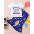 thumbnail image 4 of 4th of July Toddler Baby Little Girl Outfit 12M 2Y 3Y 4Y 5Y 6Y  T-shirt and Flared Bell-Bottom Pants Independence Day Clothes Set, 4 of 10
