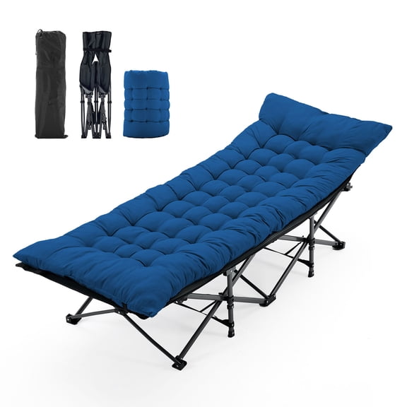 edx Folding Camping Cot with Mattress, Heavy Duty Folding Sleeping Cot, Portable bed Cots for Traveling, Camp, Blue