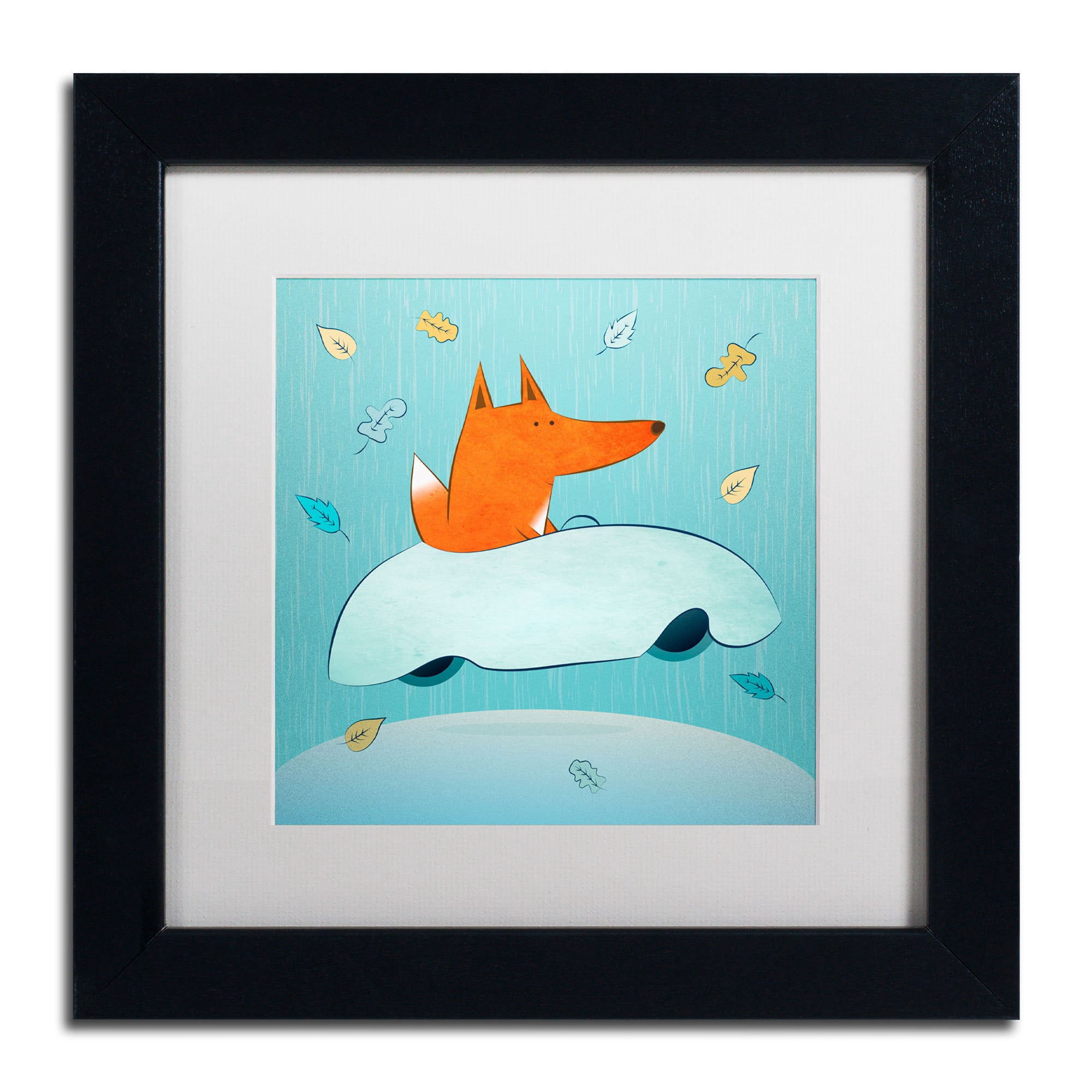 Carla Martell 'Fox in Car' Matted Framed Art