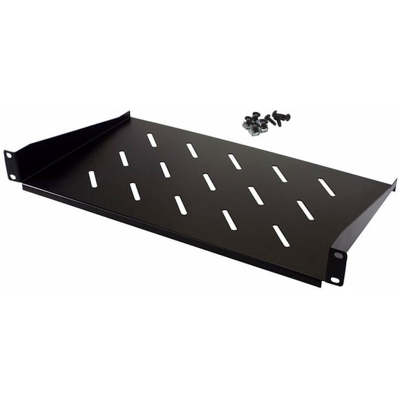 CNAweb 1U Rack Shelf - 10" Deep - Steel - Vented Rack Shelf - Rack Mount Shelf