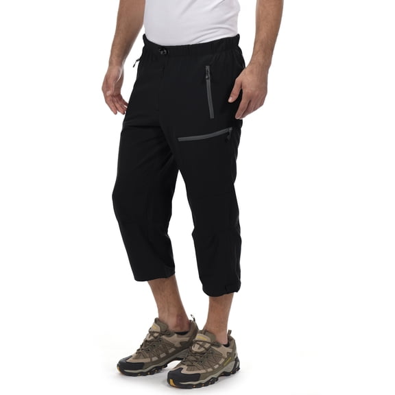 Little Donkey Andy Men's Quick Dry 3/4 Pants Lightweight Capri Shorts Hiking Fishing Travel Casual Black S