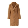 thumbnail image 4 of NAFUU Women's Fuzzy Jackets Lapel Button Down Long Teddy Coat Warm Winter Outwear Pocket Solid Color Fashion Long Fluffy Jacket Versatile Jackets, 4 of 4