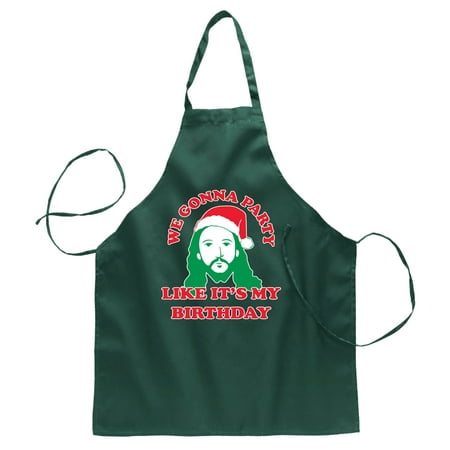 

Wild Bobby We Gonna Party Like its my Birthday Christmas Ugly Christmas Butcher Graphic Apron for Kitchen BBQ Grilling Cooking Kelly One Size