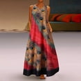 thumbnail image 2 of Tiqkatyck Dresses for Women 2023 Women Plus Size Sleeveless Peacock Print Long Maxi Dress Boho Summer Beach Dress Womens Dresses Red, 2 of 7