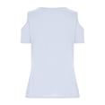 thumbnail image 5 of Raeneomay Off Shoulder Tops for Women Women Summer Sexy T-Shirt Cold Shoulder Pullover Blouse V-Neck Short Sleeve Solid Tops, 5 of 6
