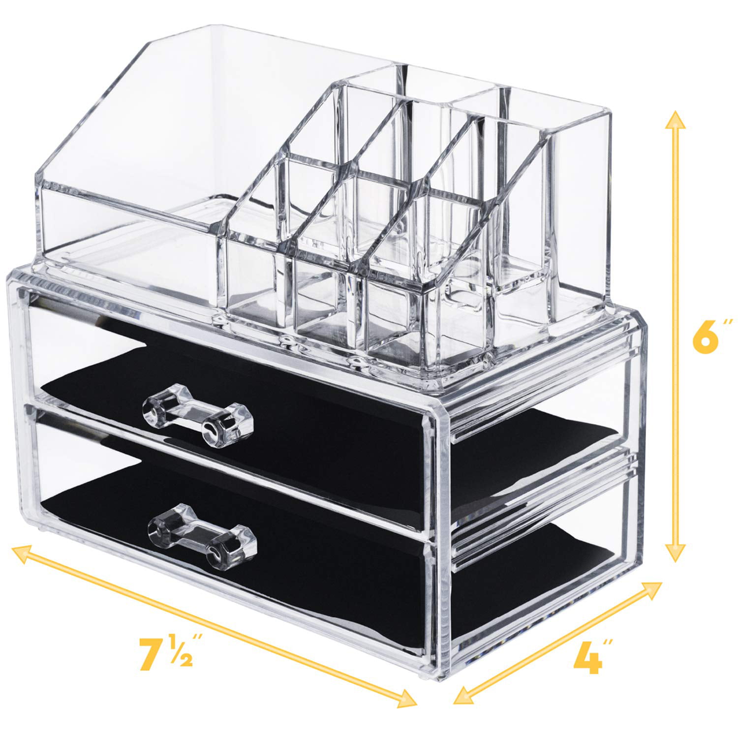 starogegc 2Pack Makeup Organizer Storage, Large Capactiy Acrylic Bathroom Organizer, Clear Cosmetics Organizer Bins with Division Board for Vanity, SK