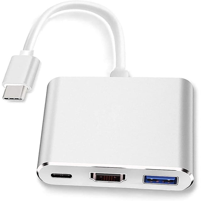 Adaptador USB-c a Hdmi (compatible con 4k/30hz) - Cable convertidor tipo C 3 en 1 para Macbook Pro 2017/2018, Macbook, Mac Pro Rojo Verde