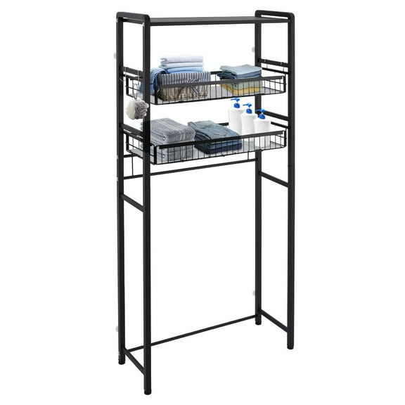 3-Tier Washing Machine Shelf, Over Washer and Dryer Shelves, Multi-Functional 3 Tier Storage Rack, Laundry Room Storage Shelf, Space Saving Organizer (Black)