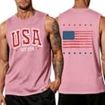 thumbnail image 2 of American Flag Tank Tops for Men 4th of July Shirts USA Muscle Sleeveless Shirt Patriotic Tank Tops Pink 3XL, 2 of 4