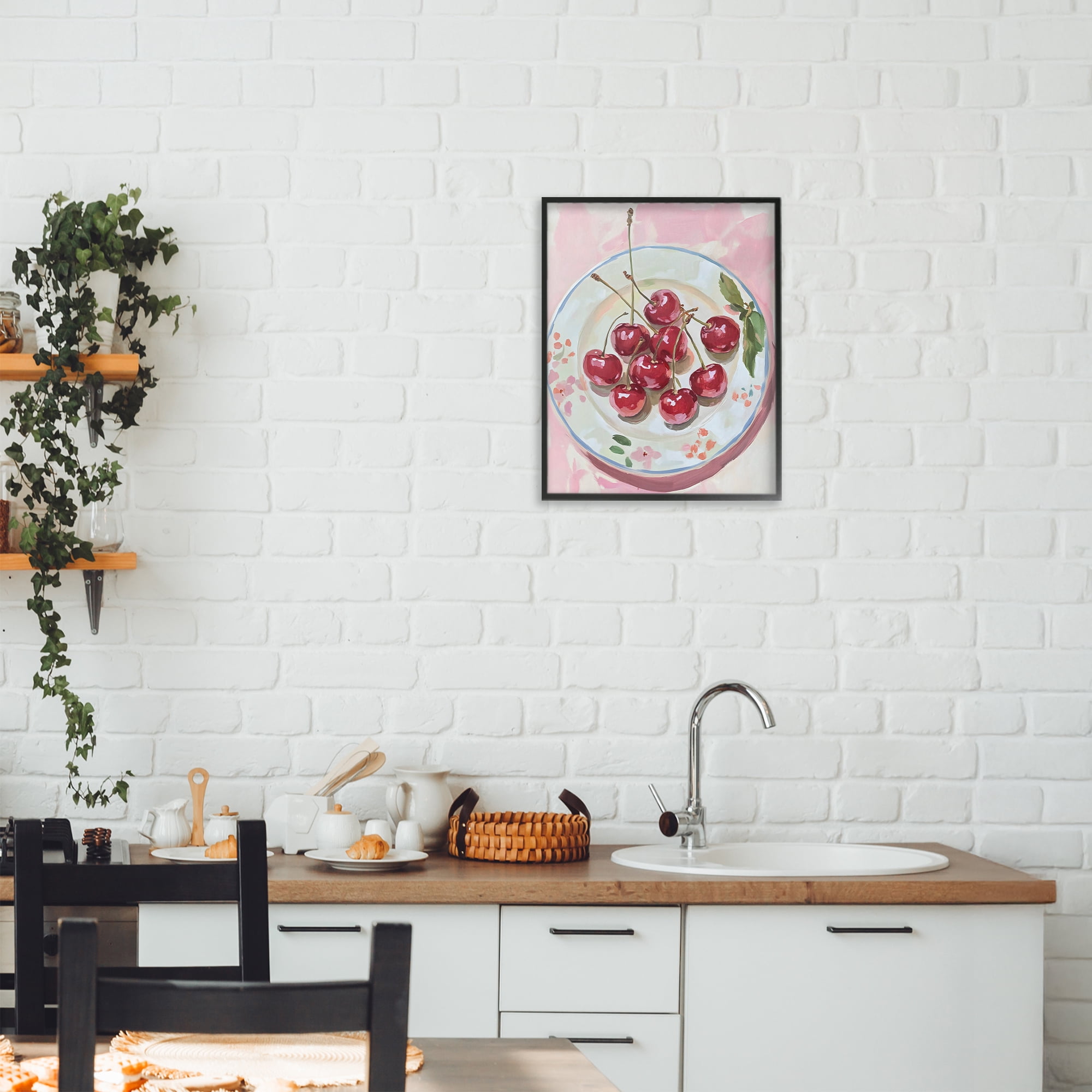 Stupell Industries Plate of Summer Cherries Black Framed Giclee Art, design by The Prints Vibe