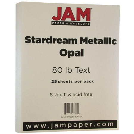 Stardream Opal Square - JAM Paper Metallic Paper, 8.5 x 11, 32lb Stardream Opal Ivory Stardream Metallic, 25 Sheets/pack