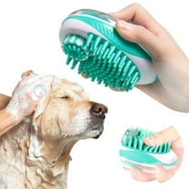 Cat and Dog Massage Brush, 2 in 1 Pet Shampoo Brush Dog Bath Brush with Tank & Soft Silicone Bristles, Cat Washing Brush Puppy Wash Brush Dog Scrubber Bubble Brush for Bathing Dogs Green