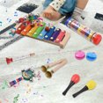 thumbnail image 4 of 14-Piece Orff Percussion Ensemble: Wooden & Metal Musical Instruments Set with Ocean Drum, 8-Tone Colorful Xylophone, Rain Sound Tube, Bell Stick, Triangular Iron, Trumpet, Sandhammers & Canvas, 4 of 6
