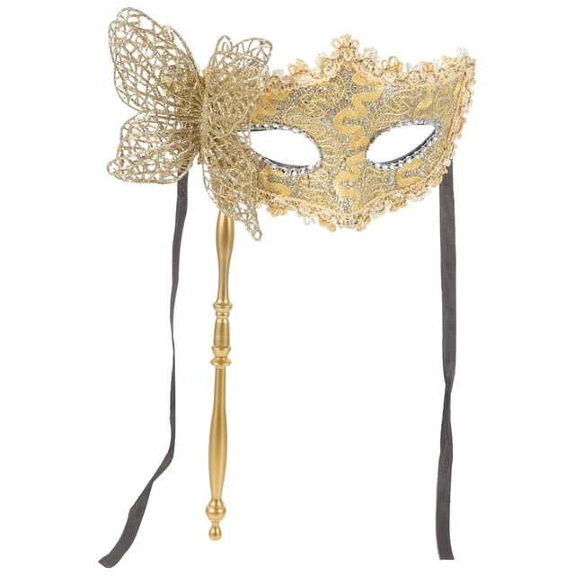 Máscara de antifaz con vara, ideal para fiestas de disfraces, bailes y graduaciones.