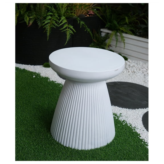Faux Terrazzo Side Table, 18.1" Garden End Table Modern Heavy Duty Patio Accent Table, Indoor Outdoor Plant Stand