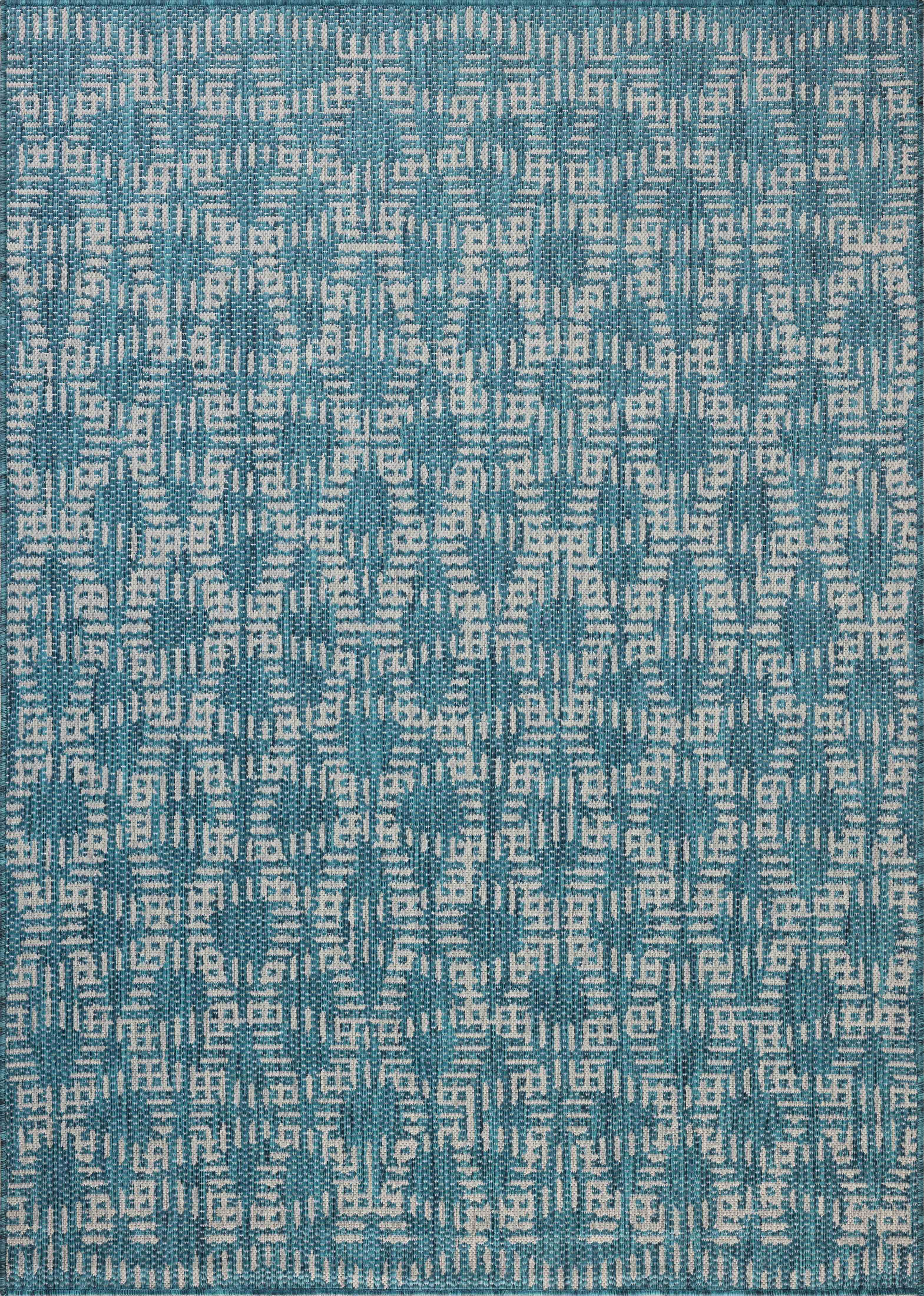 Indoor Outdoor Reversible Loloi Easton Fog / Teal 18" x 18" Sample Rug