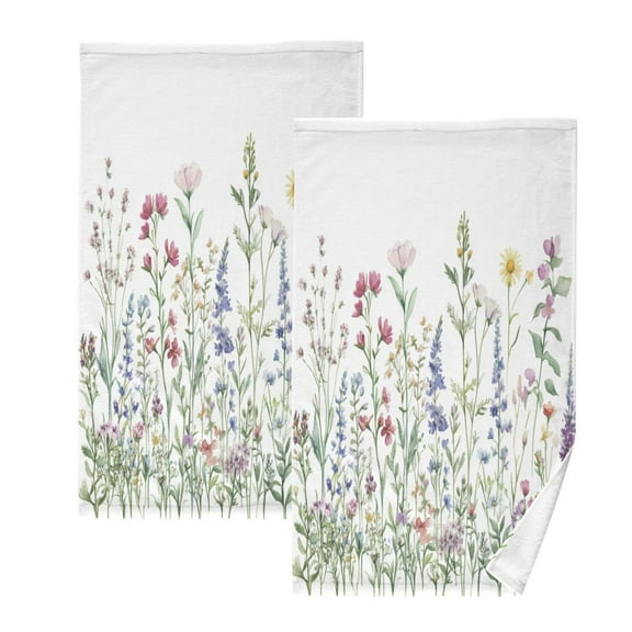 Cotton Towel Two-Piece 16x28 Inch One Sizex2 Face Towel Set Towel Set Cotton Hand Bath Towel Bathroom Beach Watercolor Red Flower