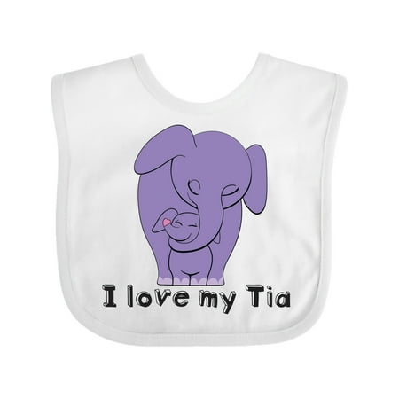 

Inktastic I Love My Tia Elephant Purple Gift Baby Boy or Baby Girl Bib