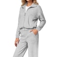 thumbnail image 3 of UVN Two Piece Sets for Women Fall Winter Fashion Tracksuit Outfits Lapel Long Sleeve Zip Up Tops and Pants Lounge Sets, 3 of 10