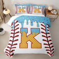 thumbnail image 2 of Erosebridal Girls Blue K Letter Twin Quilt Set, Ice Cream Baseball Twin Coverlet Set, 2-Piece, 2 of 7