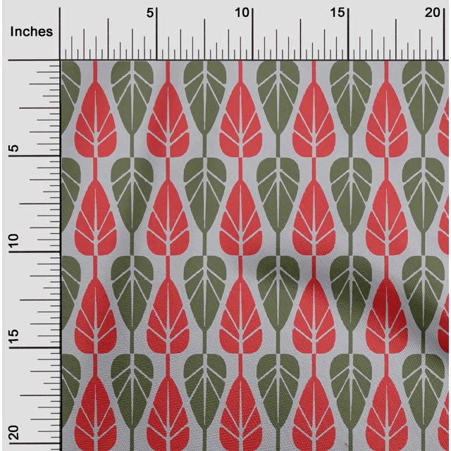oneOone Polyester Lycra Olive Green Fabric Leaves Block Sewing Craft Projects Fabric Prints By Yard 56 Inch Wide