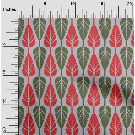 oneOone Cotton Jersey Olive Green Fabric Leaves Block Craft Projects Decor Fabric Printed By The Yard 58 Inch Wide