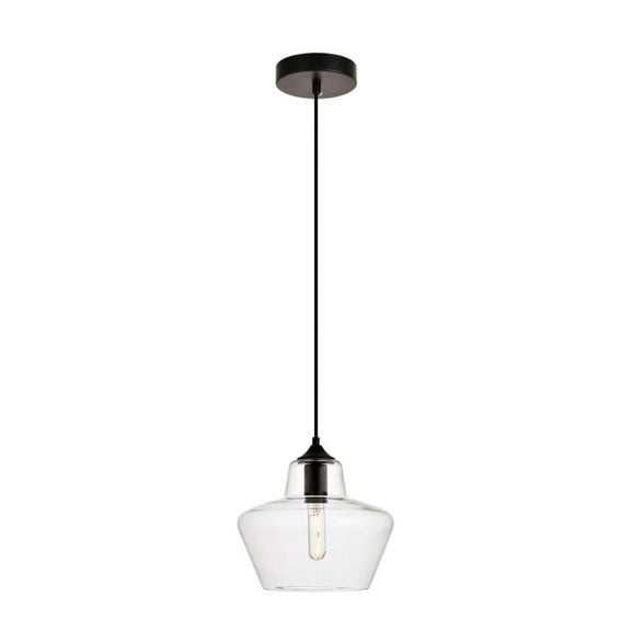 Placido Collection Pendant D9.8 H9.3 Lt:1 Black and Clear Finish