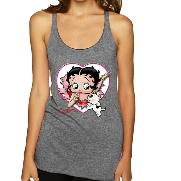Wild Bobby Betty Boop Heart Blowing Kiss Dog Betty Boop Tri-Blend Racerback Tank Top, Premium Heather, Small