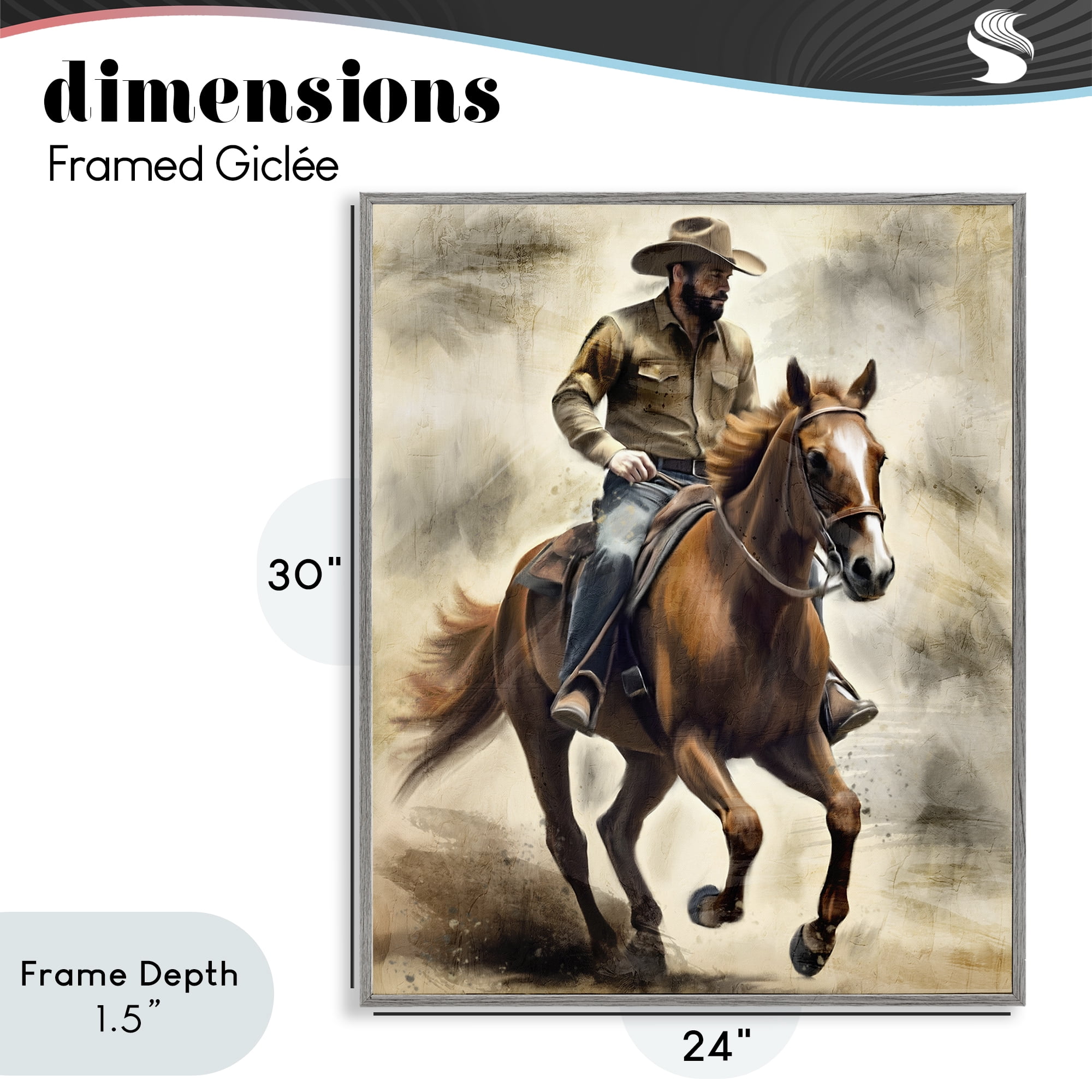 Stupell Industries Gallop Horse & Cowboy Gray Framed Giclee Art, design by Kim Allen