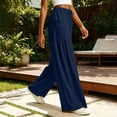thumbnail image 4 of SAWOBUUN Women Cotton Palazzo Pants Wide Leg Drawstring Casual Trousers Summer Beach Vacation Lounge Pants, 4 of 9