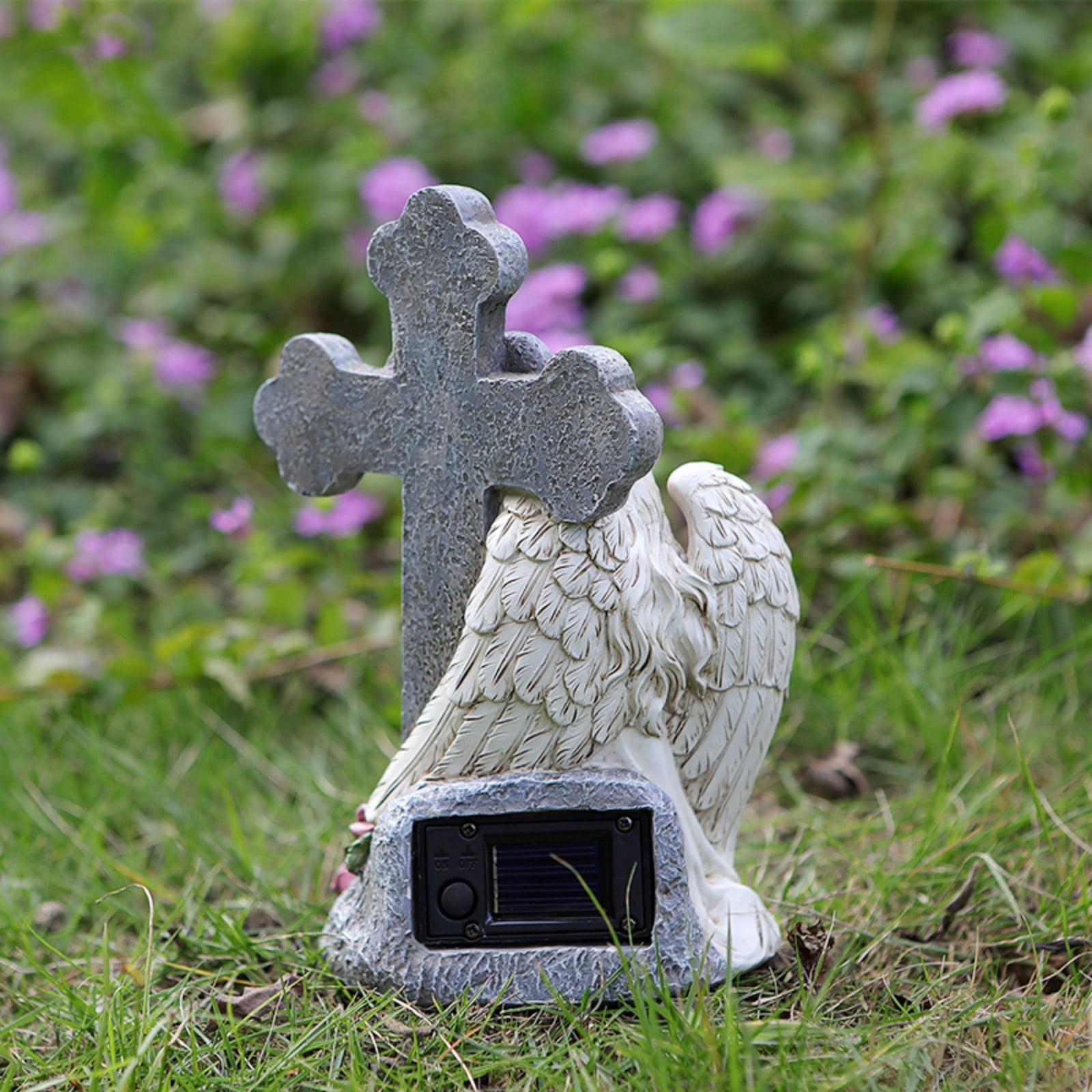 Memorial Grave Light Solar Powered Outdoor Statue for Yard, Tombstone Decor, Sympathy