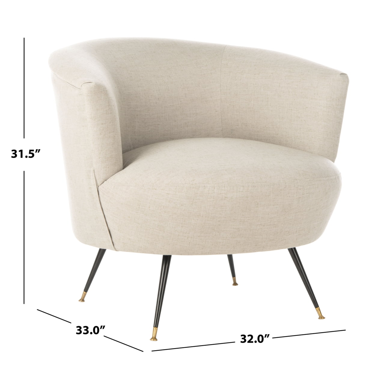 SAFAVIEH Arlette Mid-Century Velvet Accent Chair, Light Grey