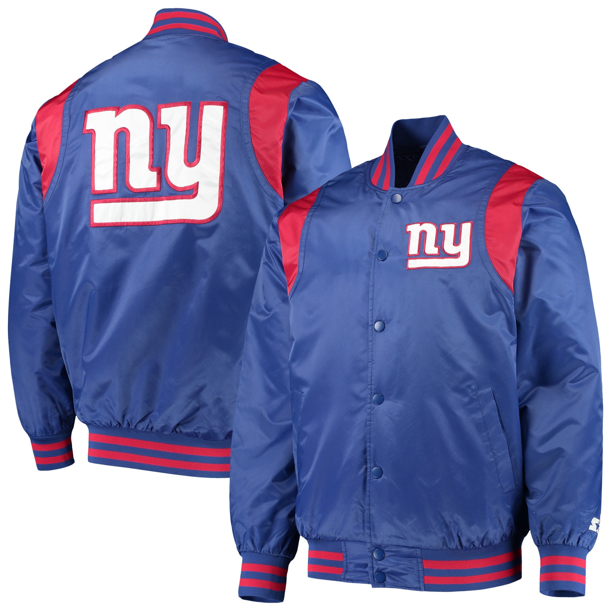 New York Giants Starter Prime Time Twill Satin Varsity Full-Snap Jacket 