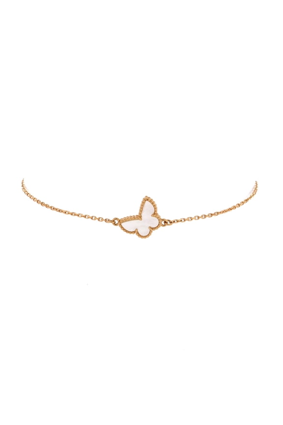 Pre-Owned Sweet Alhambra Butterfly Bracelet 18K Yellow Gold and Mother of Pearl By Rebag