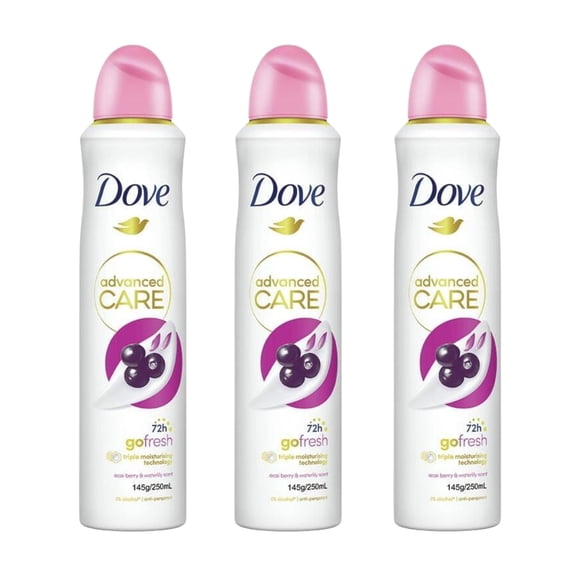 3 Pack - Dove Advanced Care Go Fresh Acai Berry & Waterlily Deodorant - 250 ml