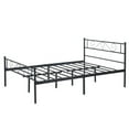 thumbnail image 2 of Geniqua Full Size Bed Frame Black Steel Platform Classic Headboard Footboard Foundation Tool Free Assembly No Box Spring Needed, 2 of 8