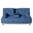 thumbnail image 2 of Sofá Cama Makora Modelo Zambroni con Portavasos de Velvet Azul, 2 of 9