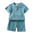 thumbnail image 2 of SXcggal One Ensemble Mignon et Léger pour Enfants Garçons Filles Chandail à Manches Courtes T-Shirt Col Rond Hauts Shorts Vêtements, 2 of 5