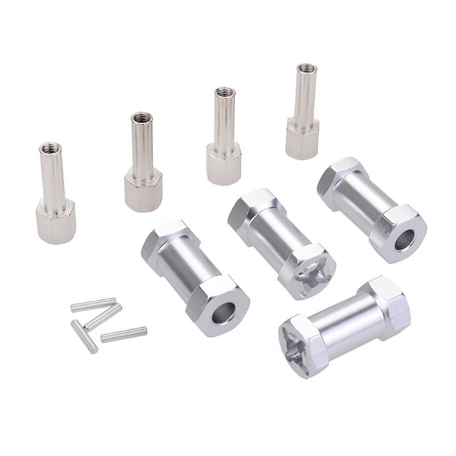 4 Uds 12mm cubo hexagonal de rueda 25mm adaptador de extensión acoplador r más largo para 1/10 RC camión accesorio Plata Baoblaze Acoplador de extensión hexagonal de rueda