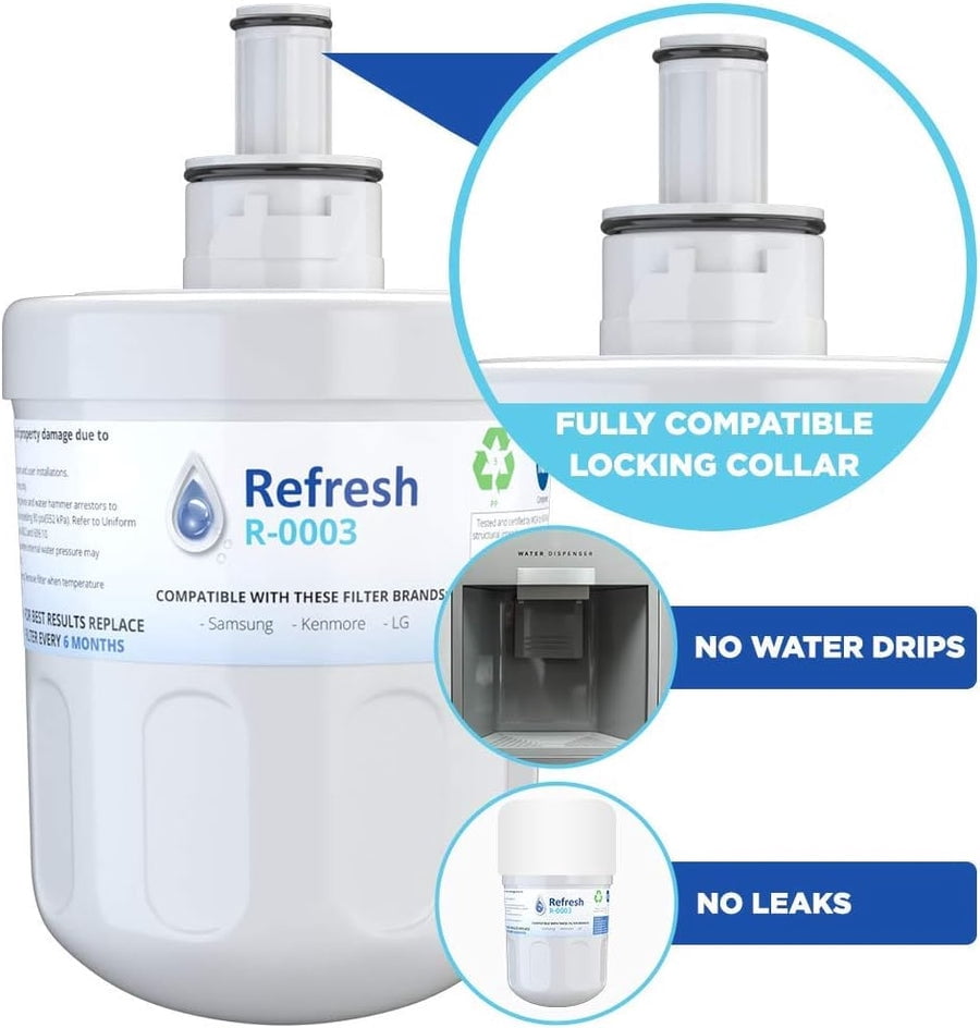 Refresh Replacement Refrigerator Water Filter for EDR7D1, UKF7002AXX, UKF7003AXX, WF-UKF7003, WF288