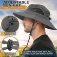 thumbnail image 4 of Sombrero para el sol para hombres/mujeres, sombrero de pescador de ala ancha impermeable, sombrero boonie plegable para pesca, senderismo, jardín, safari, playa, gris oscuro, 4 of 5